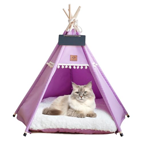 Nchdewui Tipi Zelt Fur Hunde Und Katzen, Pet Tipi Hunde-Katzenbett Mit Kissen, Hundezelt, Katzenzelt, Abnehmbar Waschbar, 50×50×60cm Hundehöhle Katzenzelt Und Haustierhäuser (C) von Nchdewui