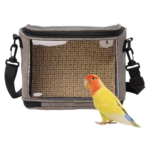 Nchdewui Tragbare Vogel-Reisetasche, Vogeltasche, leichte, transparente Haustier-Vogel- und Papageien-Tragetasche, atmungsaktives Design, geeignet für Heimvögel (Grey) von Nchdewui