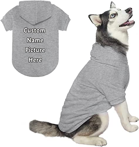 Personalisierte Benutzerdefinierte Hund Hoodie mit Name Foto Haustier Solid Warm Hoodie für Kleine und Mittlere Hunde und Katzen (Grau) von NeBaee