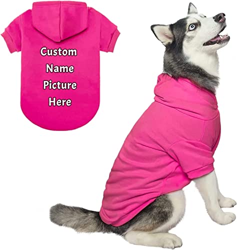 Personalisierte Benutzerdefinierte Hund Hoodie mit Name Foto Haustier Solid Warm Hoodie für Kleine und Mittlere Hunde und Katzen (Hellrosa) von NeBaee