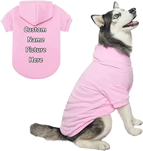 Personalisierte Benutzerdefinierte Hund Hoodie mit Name Foto Haustier Solid Warm Hoodie für Kleine und Mittlere Hunde und Katzen (Rosa) von NeBaee