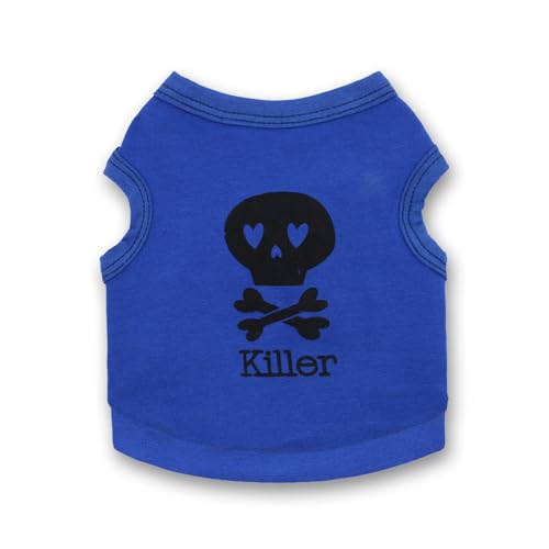 NeVka Niedliches, weiches Hundekostüm, Totenkopf-Shirt, schöne Hundekleidung, Halloween-Outfits für Haustiere, Blau, Größe L von GONDMAX