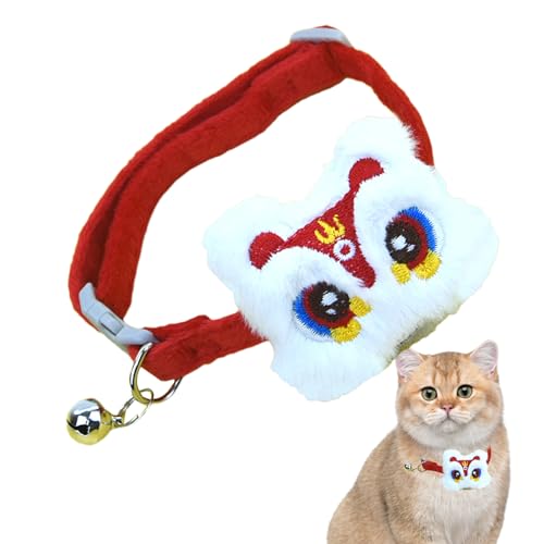 Neamou Glöckchenhalsband für Katzen, Glöckchenhalsband für Katzen - Verstellbares Cartoon-Löwen-Kätzchenhalsband | Haustiergeschenke, Haustierzubehör, Trainingshalsband, Katzen-Neujahrsoutfit von Neamou