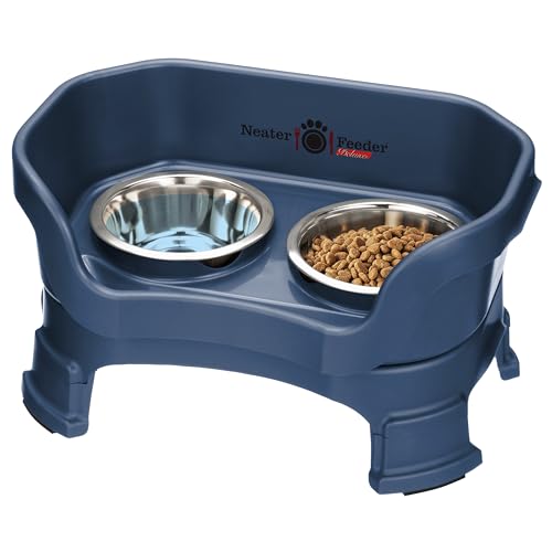 Neater Feeder Deluxe Cat Mess Proof Feeder für Katzen, 1 Tasse Futter & 1-1/2 Tasse Wasser Whisker-Friendly Edelstahlnäpfe, verstellbare Höhe, erhöht, kein Verschütten, kippsicher, rutschfest von Neater Pet Brands