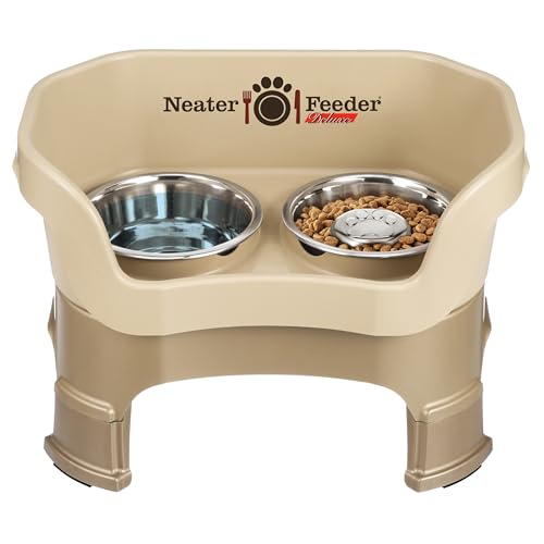 Neater Feeder Deluxe Medium Mess Proof Feeder für mittelgroße Hunde, 1 Tasse Slow Feed Bowl & 5 Cup Edelstahl Wassernapf, verstellbare Höhe, erhöht, kein Verschütten, kippsicher, rutschfest von Neater Pet Brands