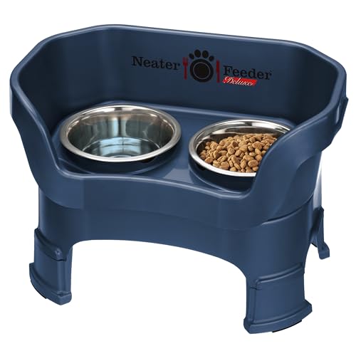 Neater Feeder Deluxe Medium Mess Proof Feeder für mittelgroße Hunde, 3-1/2 Tasse Futter & 5 Tassen Wasser Edelstahlnäpfe, verstellbare Höhe, kein Verschütten, kippsicher, rutschfest Hergestellt in den von Neater Pet Brands