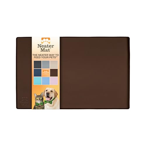 Neater Pet Brands Napfunterlage Hund und Katzen Wasserdicht - Silikon Katzen- und Hundenapf Unterlage - Futtermatte Hund und Katzen Schützt Böden vor Futter und Wasser (40,6 x 25,5 cm, Braun) von Neater Pet Brands