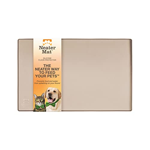 Neater Pet Brands Napfunterlage Hund und Katzen Wasserdicht - Silikon Katzen- und Hundenapf Unterlage - Futtermatte Hund und Katzen Schützt Böden vor Futter und Wasser (40,6 x 25,5 cm, Cappuccino) von Neater Pet Brands