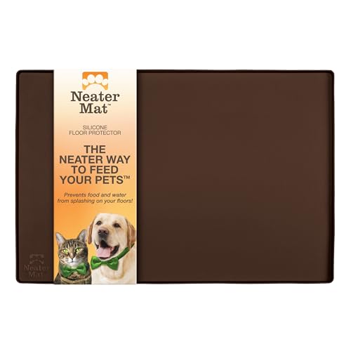 Neater Pet Brands Napfunterlage Hund und Katzen Wasserdicht - Silikon Katzen- und Hundenapf Unterlage - Futtermatte Hund und Katzen Schützt Böden vor Futter und Wasser (61 cm x 40,6 cm, Braun) von Neater Pet Brands