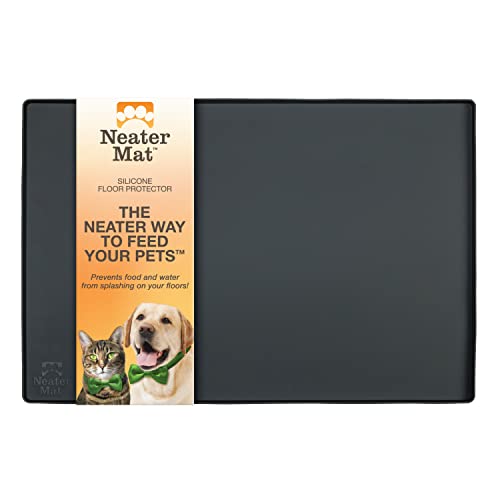 Neater Pet Brands Napfunterlage Hund und Katzen Wasserdicht - Silikon Katzen- und Hundenapf Unterlage - Futtermatte Hund und Katzen Schützt Böden vor Futter und Wasser (81,3 cm x 61 cm, Schwarz) von Neater Pet Brands