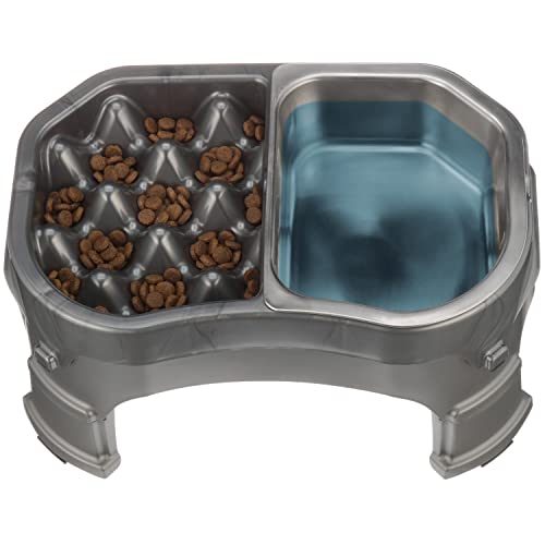 Neater Pet Brands Neater erhöhter Futternapf für Hunde – erhöhte und verstellbare Futterhöhe – (Double Diner/mit Metallnapf, Gunmetal) von Neater Pet Brands