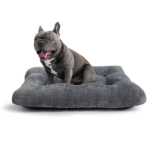 Kleines Hundebett für Hundekäfige, waschbar, extra weich, 61 cm, mit rutschfester Unterseite, Welpenschlafunterlage für kleine Rassen bis zu 11,3 kg, 61 x 45,7 cm, Dunkelgrau von Necesitar