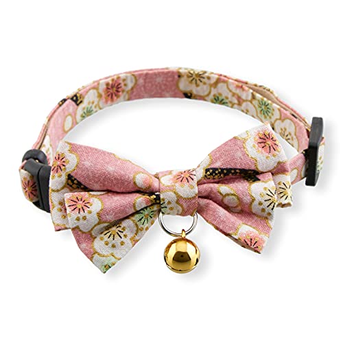 Hanami Katzenhalsband mit Fliege, Pastellrosa von Necoichi