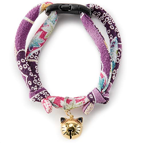 Necoichi Chirimen Hanabi Feuerwerk Katzenhalsband, Violett von Necoichi