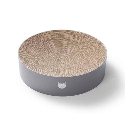 Necoichi Katzenkratznapf für Indoor-Katzen - Katzenkratzliege mit Wendenutzbarkeit und extra Komfort für Lounge, Karton Bett Couch / (XL, Hologramm Grau) von Necoichi