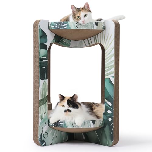 Necoichi Katzenkratzturm für Indoor Katzen - Katzenkratzbaum Liege mit Wendbarer Nutzbarkeit und extra Komfort für Lounge, Karton Bett Couch / (XL, Eiche) von Necoichi