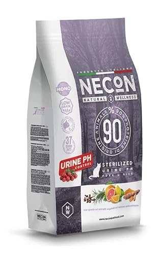 Necon Natural Wellness Kroketten für erwachsene Katzen, sterilisiert, pH-Wert und Urin, Geschmack Schweinefleisch und Reis, 1,5 kg von NECON PET FOOD