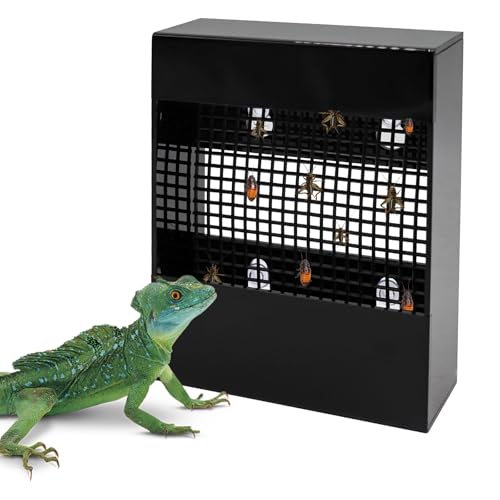 Chamäleon Feeder, Bartdrachen Käfer Schale, Schwarz Acryl Reptilien Feeder Box, Wandmontierter Insektenfutterspender mit Saugnäpfen, Tank und Aquarium Zubehör für Eidechse Bartagamische Gecko von Neeenn