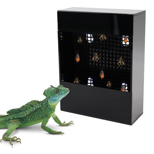 Chamäleon Feeder, Bartdrachen Käfer Schale, Schwarz Acryl Reptilien Feeder Box, Wandmontierter Insektenfutterspender mit Saugnäpfen, Tank und Aquarium Zubehör für Eidechse Bartagamische Gecko Frosch von Neeenn