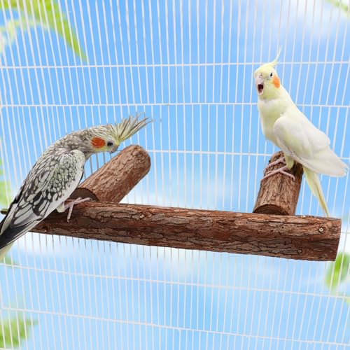 Extra großes Vogel-Sitzstange, Schaukelspielzeug, natürliches Kiefernholz, Papageienständer, hängbares Vogelkäfig-Zubehör mit Hanfseil, Vogelkauspielzeug für Papageien, Sittiche, Wellensittiche, von Neeenn