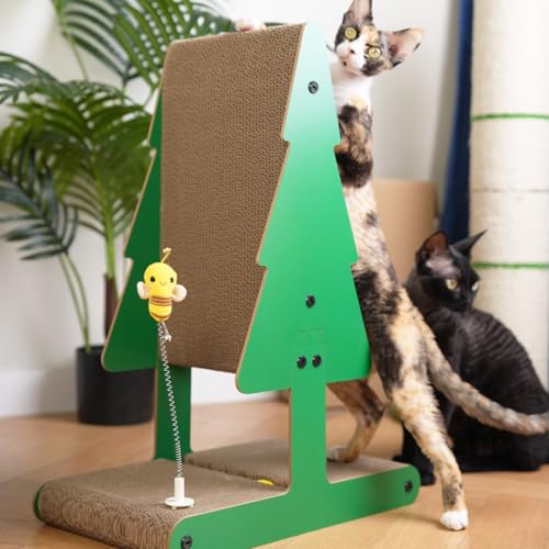 Nekosan Weihnachten Kratzbaum Vertikaler Katzenkratzbaum Karton Katzenkratzbaum mit Ball für Indoor Katzen Groß Baum von Nekosan