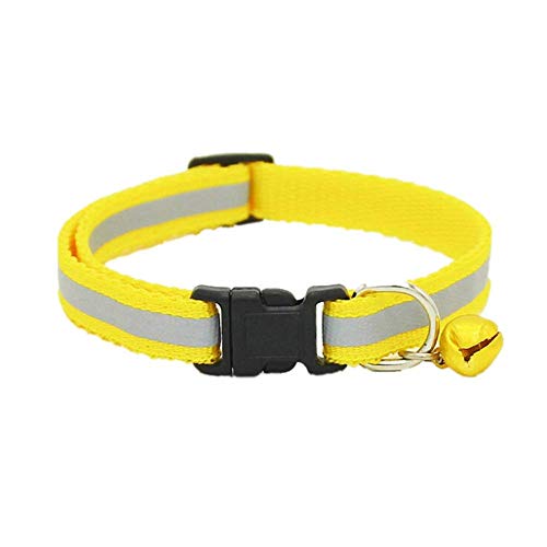 Nemeaii Verstellbares Reflektierendes Hundehalsband Sicherheitsverschluss Mit Glocke Für Katze Hund (Gelb) von Nemeaii