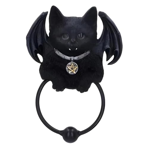 Nemesis Now Vampuss Katze Türklopfer 20cm Harz Schwarz Schwarz Fledermaus Katze Türklopfer Vampuss Vampir Katze Hexe Geschenk Halloween Dekoration In feinstem Harz gegossen Fachmännisch handbemalt von Nemesis Now