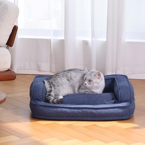 NeoCloud Luxe Hundebett Matratze Edition Schlafsofa für Hunde & Katzen Haustierbett mit Abnehmbarem, Waschbarem Bezug und Anti-Rutsch-Unterseite, groß, Marineblau von NeoCloud