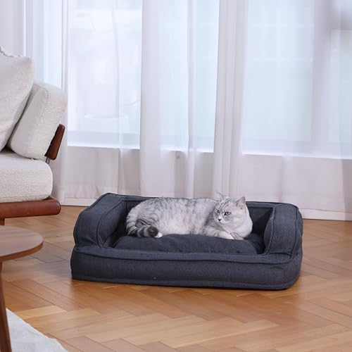 NeoCloud Luxe Hundebett Matratze Edition Schlafsofa für Hunde & Katzen Haustierbett mit abnehmbarem waschbarem Bezug und rutschfester Unterseite, klein, Grau von NeoCloud