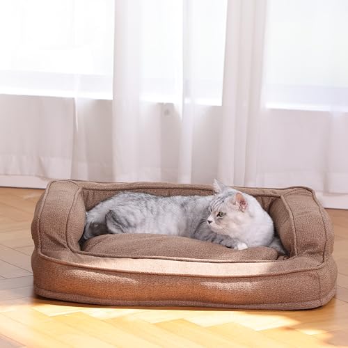 NeoCloud Luxe Hundebett Matratze Edition Schlafsofa für Hunde & Katzen Haustierbett mit Abnehmbarem Waschbarem Bezug und Anti-Rutsch Unterseite, Medium, Braun von NeoCloud