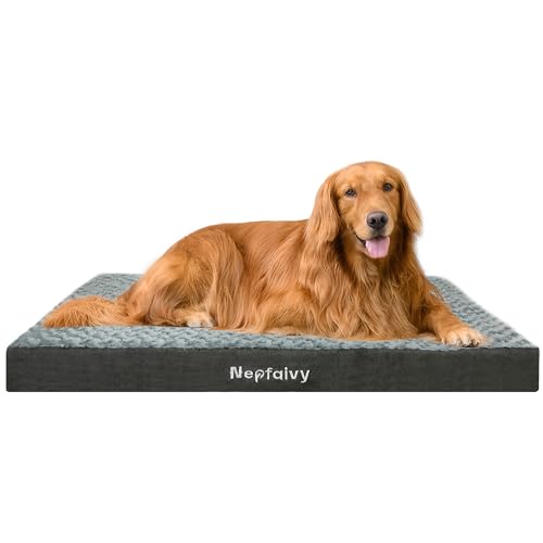 Nepfaivy Orthopädisches Hundebett Grosse Hunde - 105x70x7.6cm Memory Foam Hundekissen Flauschig, Hundebett XL Waschbar für Mittelgroße bis Große Hunde von Nepfaivy