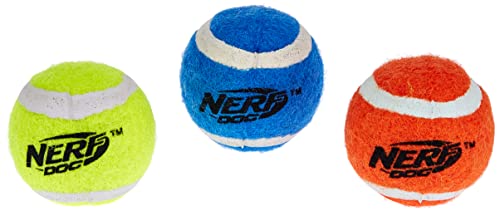 Nerf Dog Hundespielzeug Tennisbälle, mega stark, Tennisball mit Gummifüllung, ohne Squeaker, Durchmesser 5,1cm, 3er Pack von Nerf Dog