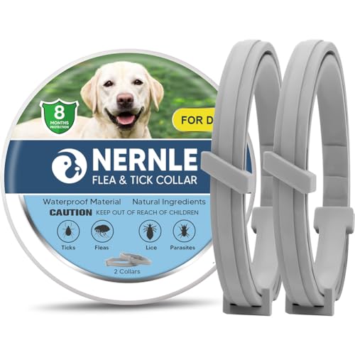 Nernle Zeckenhalsband für Große Hunde ab 8 kg, Verstellbar Zecken Flohhalsband Hunde, 8 Monate Schutz, Wasserdicht Halsband Mittlere und Große Hunde 2 Stück von Nernle