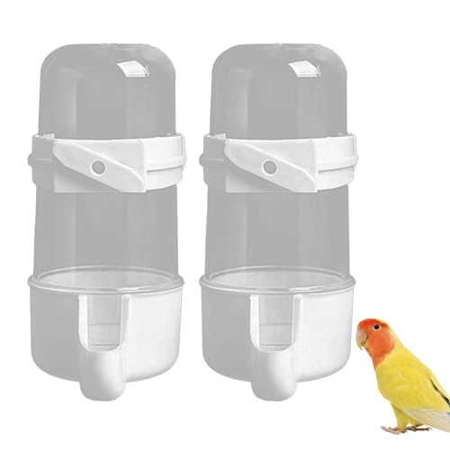 2 Stück Vogel-Wasserspender Kunststoff-Vogel-Wasserfutterspender Sauberer Vogelfutterbehälter Automatischer Vogelkäfig-Zubehör Hängender Vogelkäfig-Futterspender Für Wellensittiche 200 Ml von Neroyaner