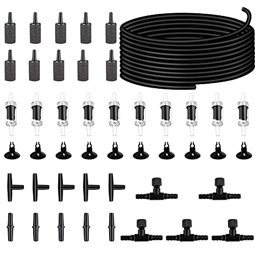 10 m Aquarium-Luftschlauch mit 10 Luftsteinen für Aquarien, 10 Aquarien, 10 Luftkontrollen für Aquarien, 10 Aquarium-Saugnäpfe, 5 pro Aquarium-Luftregler und I T-Schlauchverbinder von NestBasics