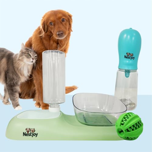 NestJoy - 2er-Set automatischer Futterspender für Hunde und Katzen und Wasserspender im Set, Schwerkraft-Futterspender und Bewässerung, Haustier-Futterschale für kleine, mittelgroße Hunde, Haustiere, von NestJoy