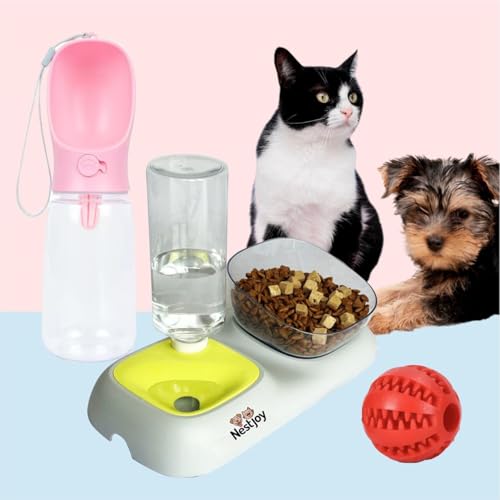 NestJoy Automatischer Futterspender für Hunde und Katzen, Wasserspender im Set, Schwerkraft-Futterspender und Bewässerung, Haustier-Futterschale für kleine, mittelgroße Hunde, Haustiere, Welpen, von NestJoy