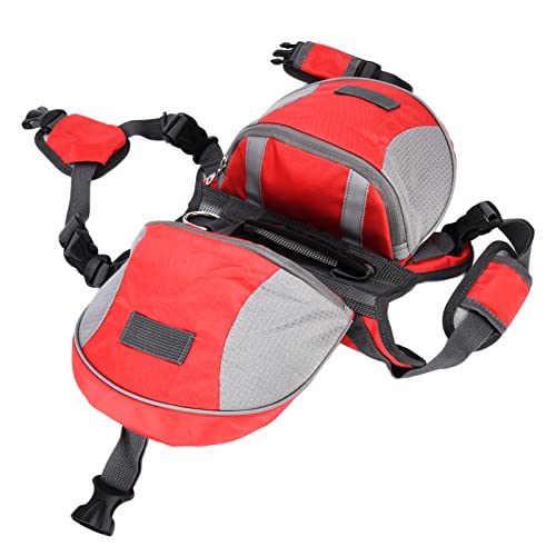 NestNiche Hunde-Wanderrucksack, Hunderucksack für mittelgroße und große Hunde, Satteltasche für Reisen und Camping, Verstellbarer Hunderucksack für Hunde, Jagd, Camping, Reisen (Red) von NestNiche