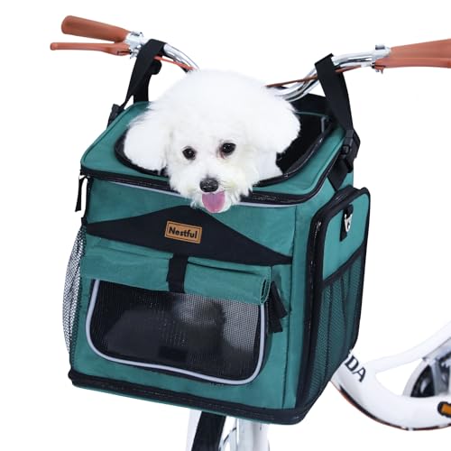 Hunde-Fahrradkorb-Träger, erweiterbarer faltbarer Hundekorb für Fahrrad, weiche Seiten, Hunde-Fahrradtrage, Haustier-Reisetasche, Fahrrad-Hundetragetasche, Rucksack-Träger, sicher und einfach für von Nestful