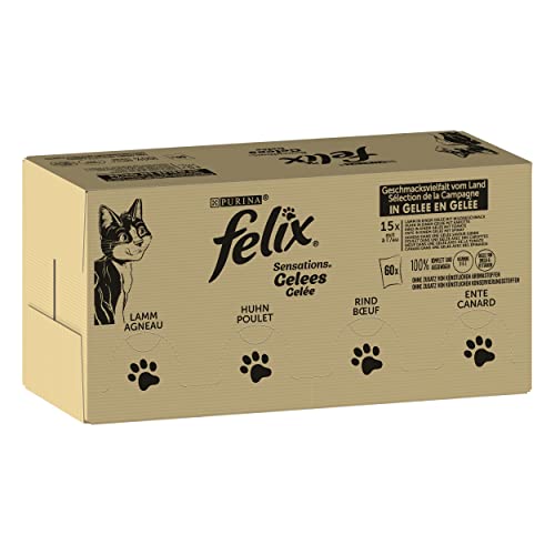 FELIX Sensations Gelees Katzenfutter nass in Gelee, Sorten-Mix, 120er Pack (120 x 85g) von Nestlé