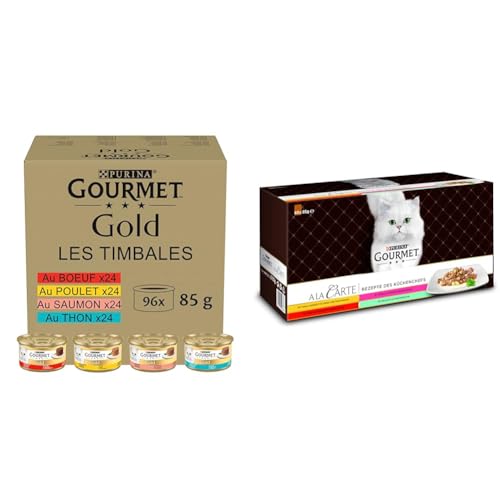 Nestlé PURINA Gourmet Gold & Gourmet A la Carte Katzenfutter nass, Mix aus Rind, Huhn, Lachs & Thunfisch, 60er Pack (60 x 85g) von Nestle