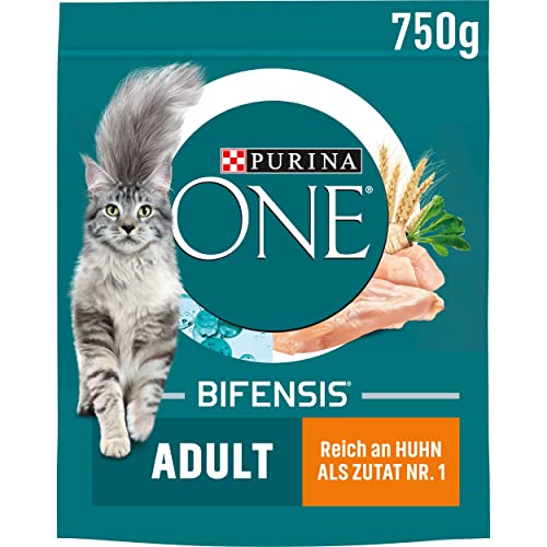 PURINA ONE BIFENSIS Adult Katzenfutter trocken, reich an Huhn, 6er Pack (6 x 750g) von PURINA ONE