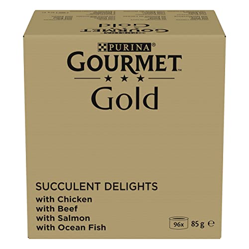 Gourmet Gold Saftig feine Streifen Katzenfutter nass, Sorten Mix, 4er Pack (4 x 24 à 85g) von Gourmet