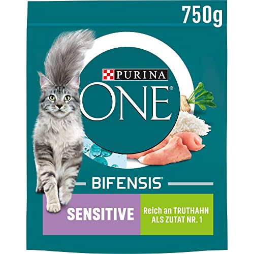 PURINA ONE BIFENSIS Sensitive Katzenfutter trocken, reich an Truthahn, 6er Pack (6 x 750g) von Purina ONE