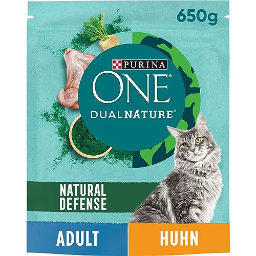 PURINA ONE Dual Nature Katzenfutter trocken mit Spirulina, reich an Huhn, 6er Pack (6 x 650g) von PURINA ONE