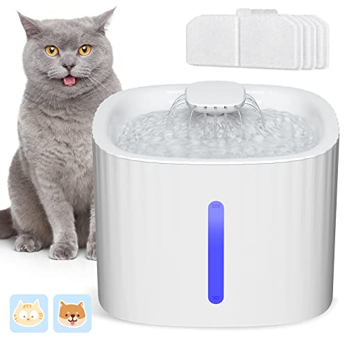 Nestling Katzenbrunnen, 3L Automatische Trinkbrunnen mit LED-Wasserstandfenster, Ultraleiser Katzentrinkbrunnen mit 3 Aktivkohlefilter für Katze, Hunde und Mehrere Haustiere von Nestling