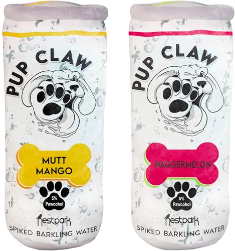 Nestpark Pup Claw Hundespielzeug – Lustiges, süßes Plüsch-Hundespielzeug mit Quietscher – Parodie (2er-Pack) (tropische Packung) von Nestpark