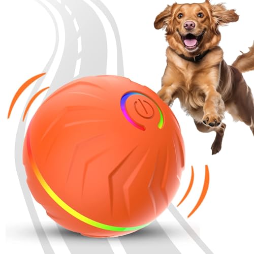 Interaktiver Hundespielzeugball – automatischer Hüpfball, aktiver Rollball für Hunde | USB wiederaufladbarer Hundeballwerfer, Hundeernährungsspielzeug, Haustierspielzeugball, Haustierbedarf für kleine von NevPuose