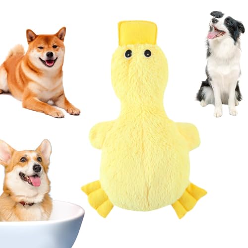 NevPuose Hundespielzeug für Kauer,Hundespielzeug für Aggressive Kauer | Squeaky Toys Enten-Kauplüschtier mit Quietscher,Weiches, zahnendes Hundespielzeug, Crinkle-Haustierspielzeug für mittelgroße von NevPuose