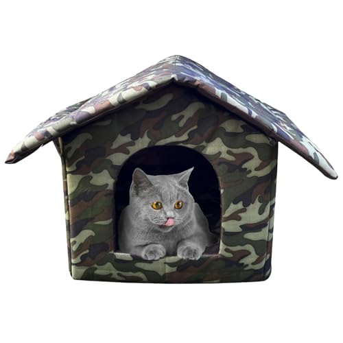 NevPuose Katzenhaus Haus – Kältebeständige, warme Höhle für Welpen, Outdoor-Katzen-Unterschlupf | Winter-Haustierzubehör, Katzen-Hundehöhle für streunende Katzen, Outdoor-Katzen, Wildkatzen von NevPuose